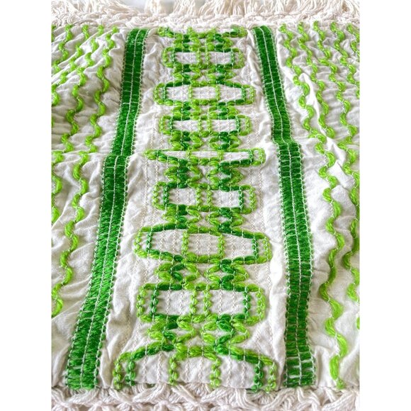 Vintage 70s cushion pillow cover, embroidered decorative square slip, 13" - Picture 4 of 10